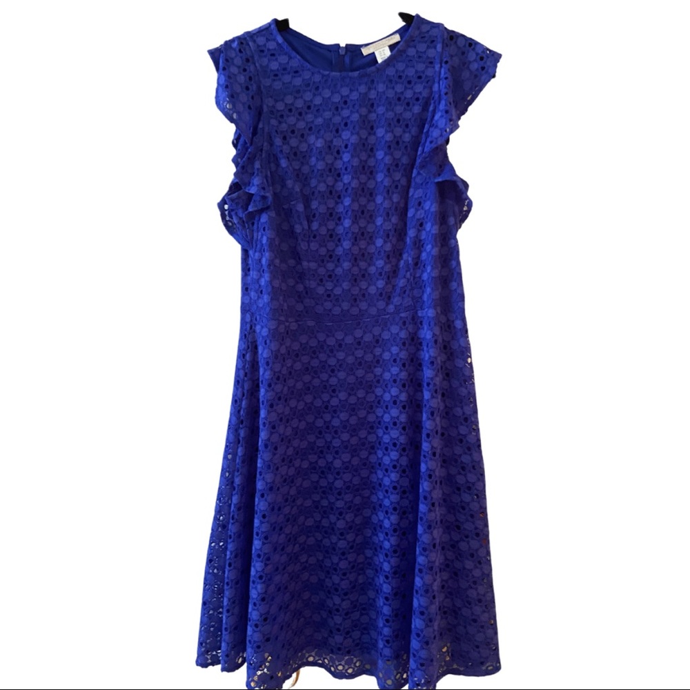 London Times Royal Blue Petite Lace Dress